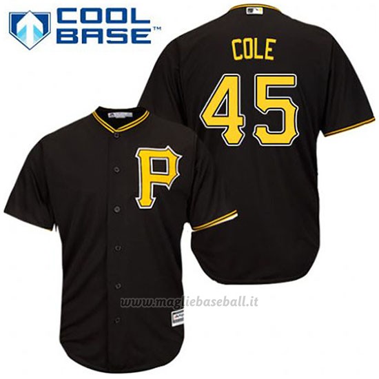 Maglia Baseball Uomo Pittsburgh Pirates Gerrit Cole 45 Nero Alterner Cool Base